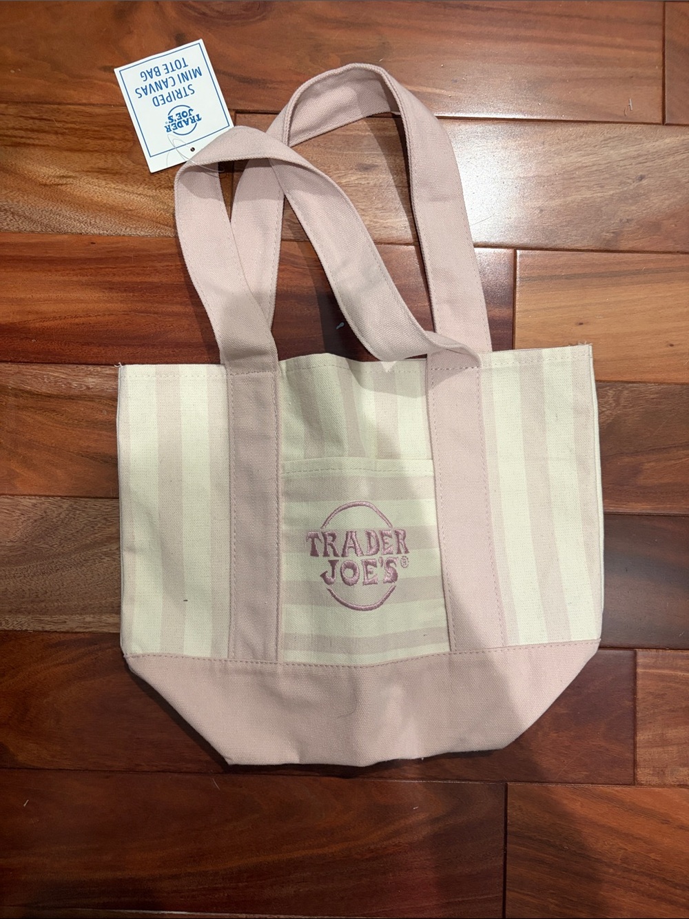 NWT Viral Mini Pink Striped Trade Joes Canvas bag